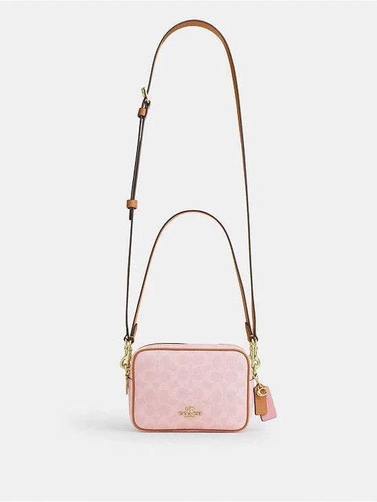 NWT Coach Powder Pink Mini Carey Crossbody Bag in Signature Canvas - Picture 9 of 12